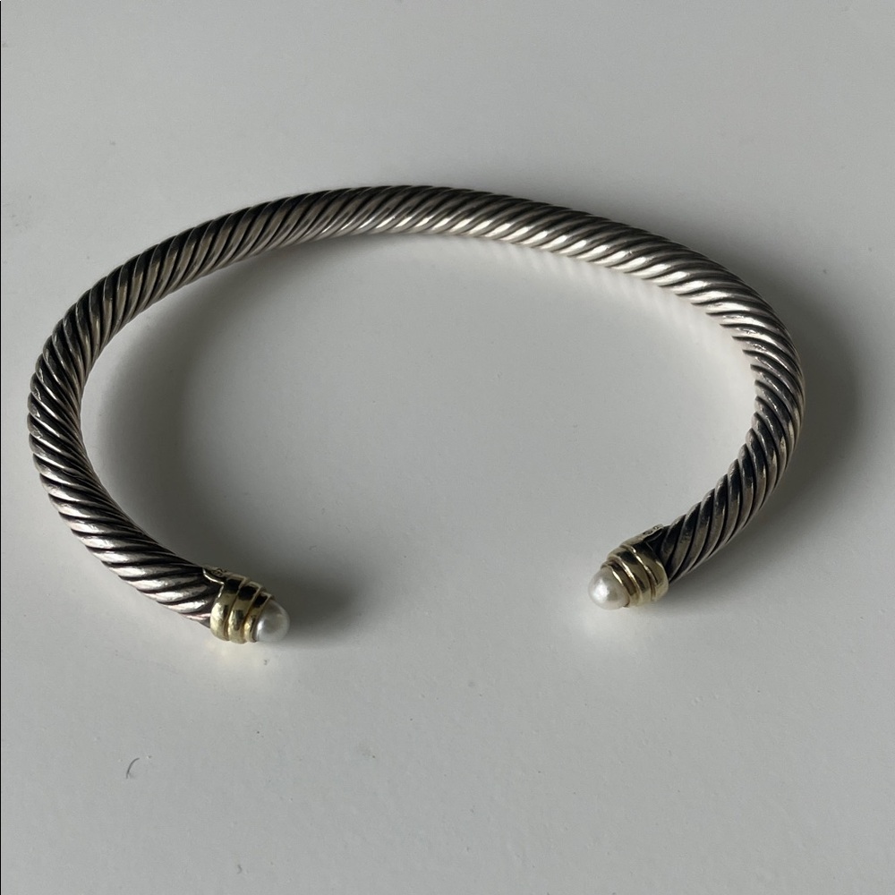 David Yurman Silver and Gold Twisted Cuff Bracelet